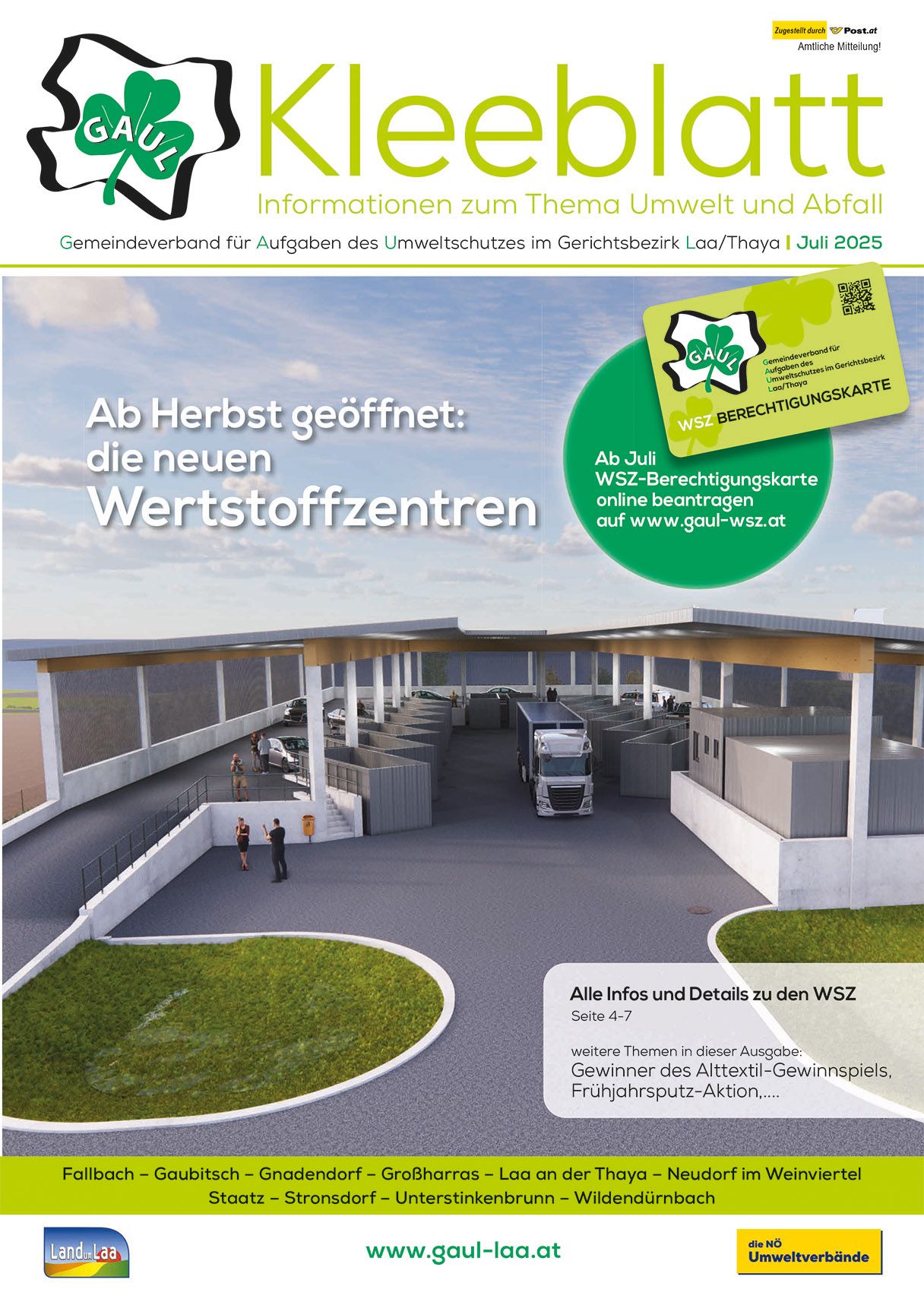 Das Bild zeigt das Titelblatt der neuen Ausgabe der GAUL-Verbandszeitung "Kleeblatt"